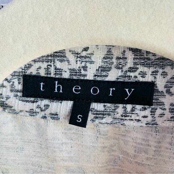 Theory Jacket Sage Grey Cream Twill Button Front Cropped Paisley Geometric Small - Picture 6 of 8